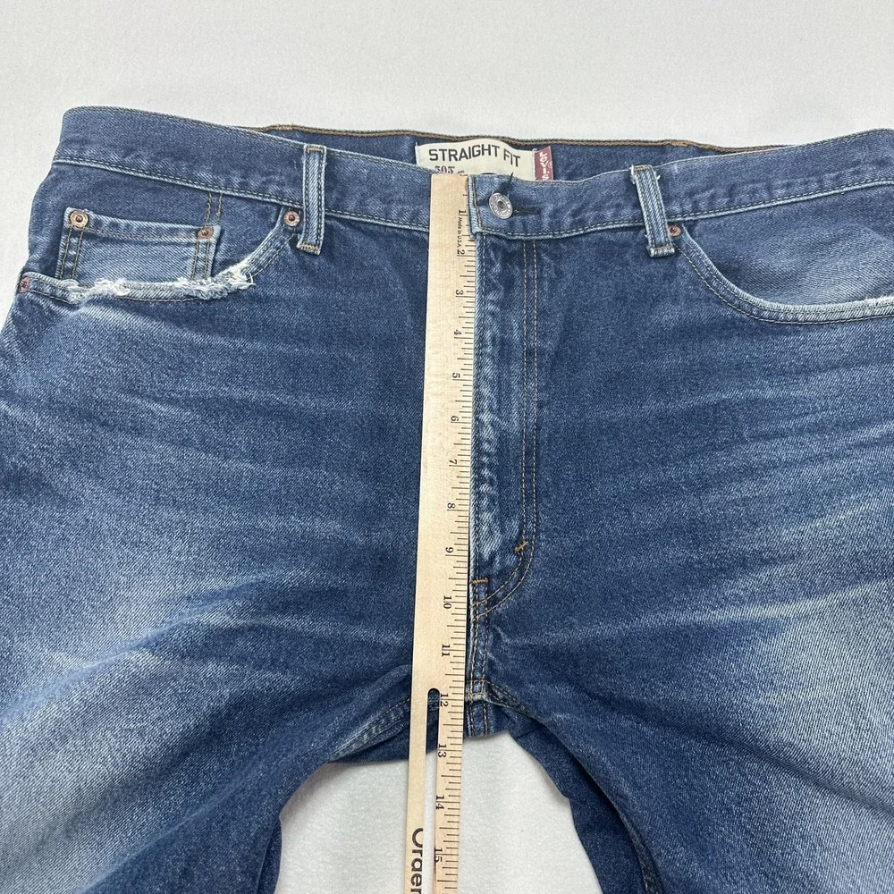 Levi's 505 Jeans Mens 40x29 Blue Regular Straight Denim Medium Wash Fade Wallet